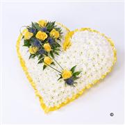 White Heart with Yellow Roses
