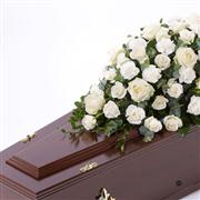 Rose and Carnation Casket Spray - White 3ft