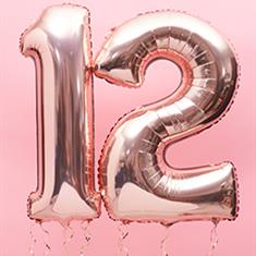 Rose gold number balloons