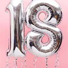 Silver number balloons 