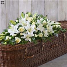 Lily and Rose Casket Spray White Large
