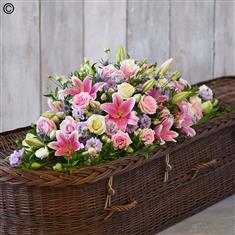 Rose and Eryngium Casket Spray Extra Large